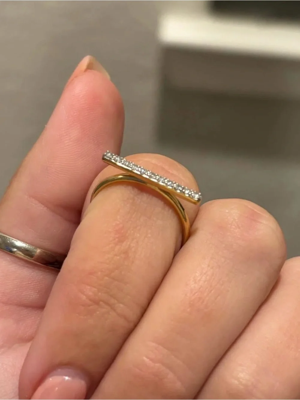 14k Yellow Gold & Genuine Diamond Stacker Band Ring Size 7